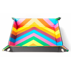 Velvet Folding Dice Tray - Striped Rainbow680599383328